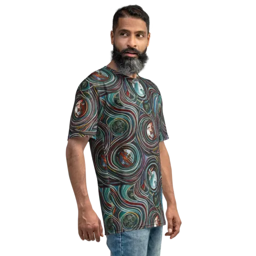 Vortex Portraits on a Men's Crew Neck T-Shirt