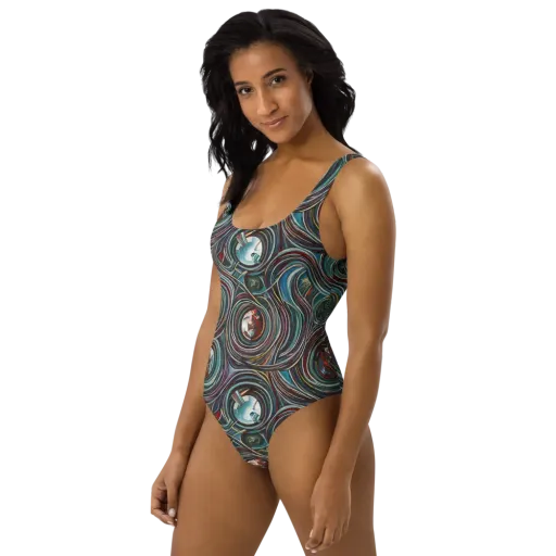 Vortex Portraits on a One-Piece Swimsuit
