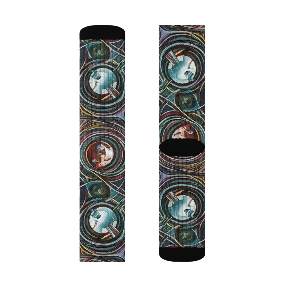 Vortex Portraits on Socks — Left Sock
