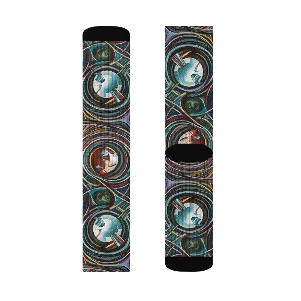 Vortex Portraits on Socks — Right Sock