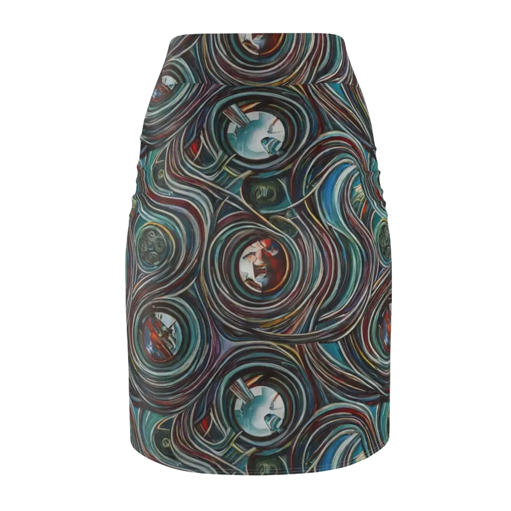 Vortex Portraits on Pencil Skirt — Back