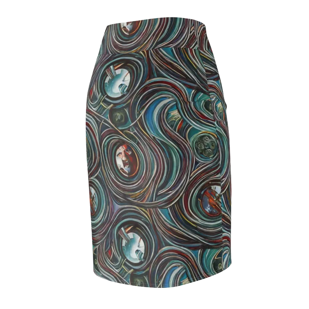 Vortex Portraits on Pencil Skirt — Back Side