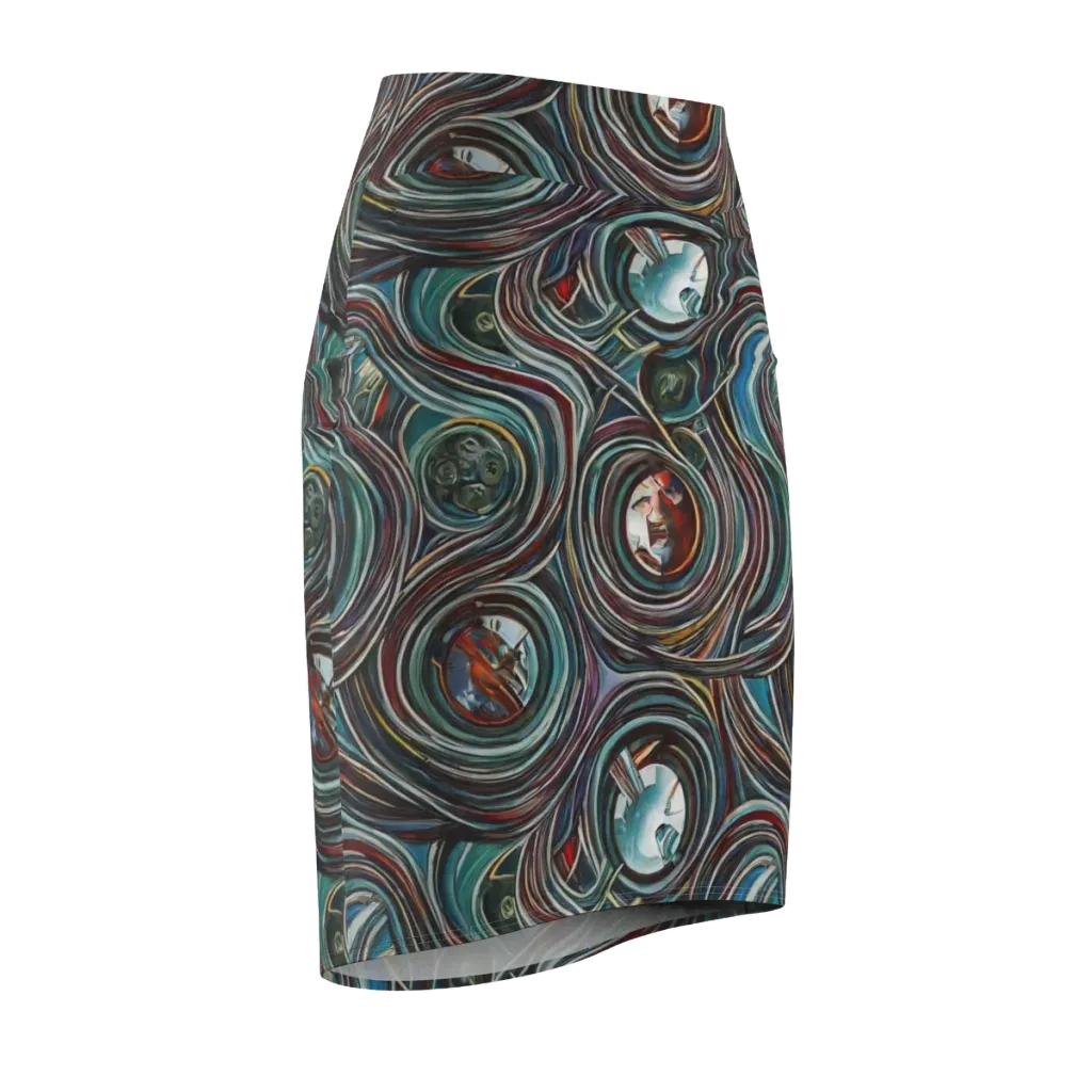Vortex Portraits on Pencil Skirt — Front Side