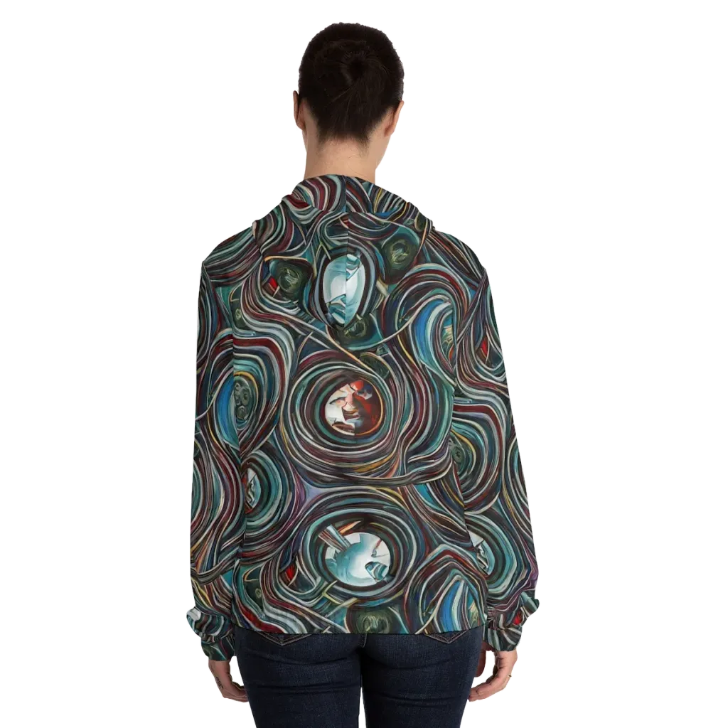 Vortex Portraits on Women's Full-Zip Hoodie — Back On Person