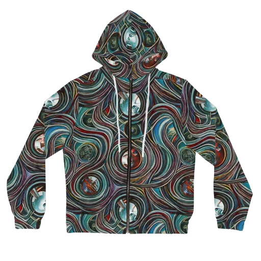 Vortex Portraits on a Women's Full-Zip Hoodie