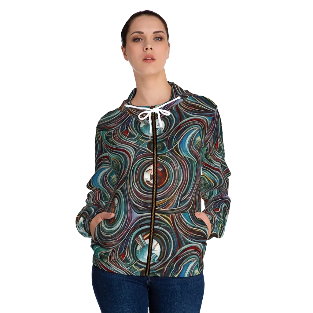 Vortex Portraits on Women's Full-Zip Hoodie — Front On Person
