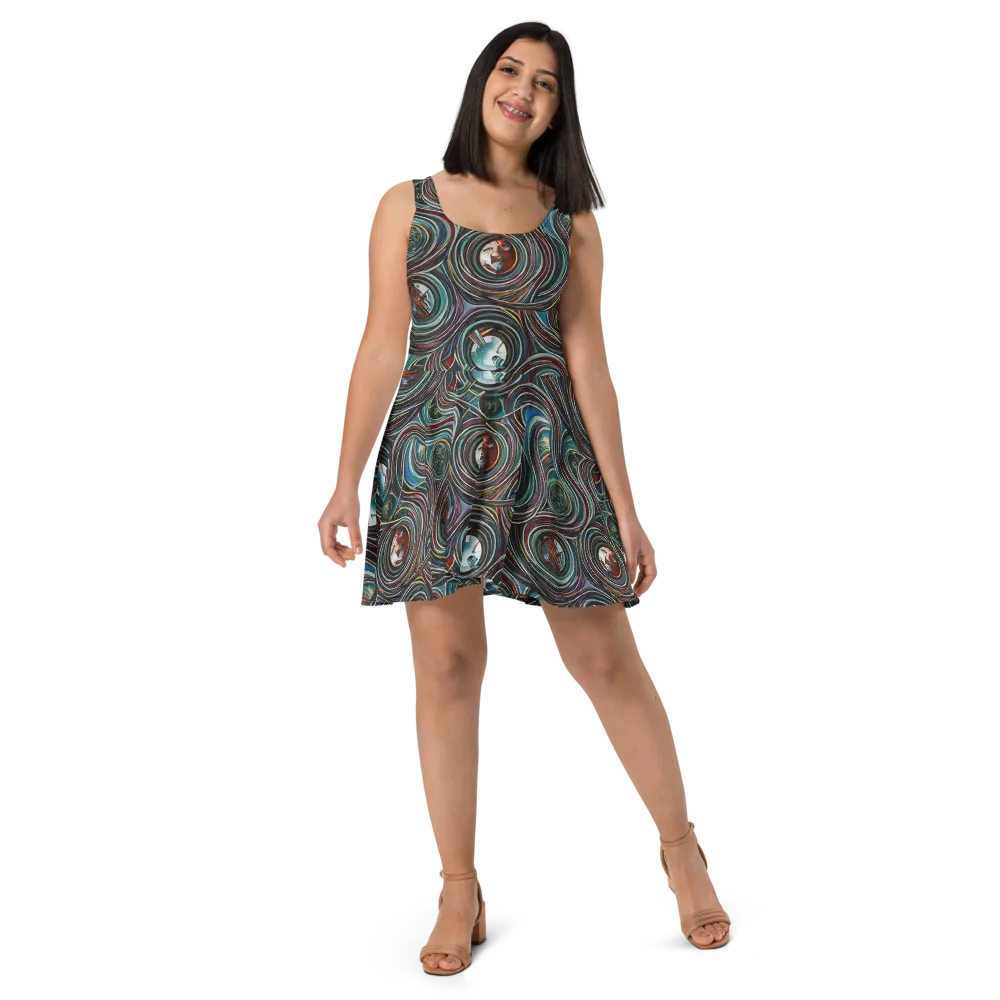 Vortex Portraits on Skater Dress — Front