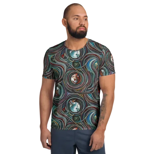 Vortex Portraits on a Men's Athletic T-Shirt