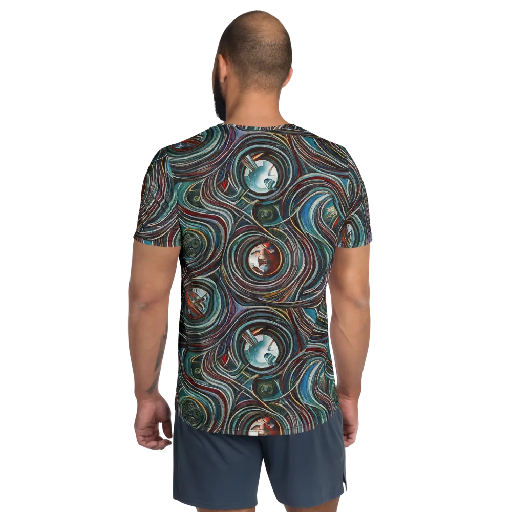 Vortex Portraits on Men's Athletic T-Shirt — Back