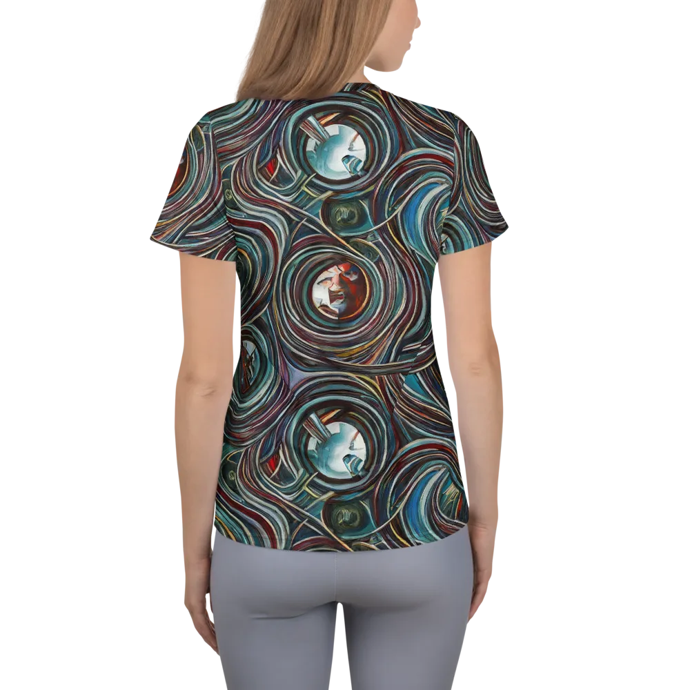 Vortex Portraits on Women's Athletic T-Shirt — Back