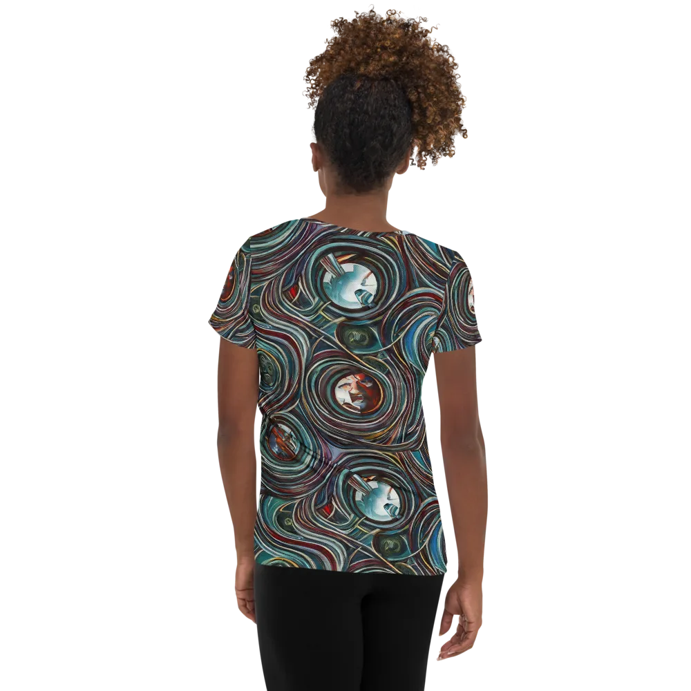 Vortex Portraits on Women's Athletic T-Shirt — Back