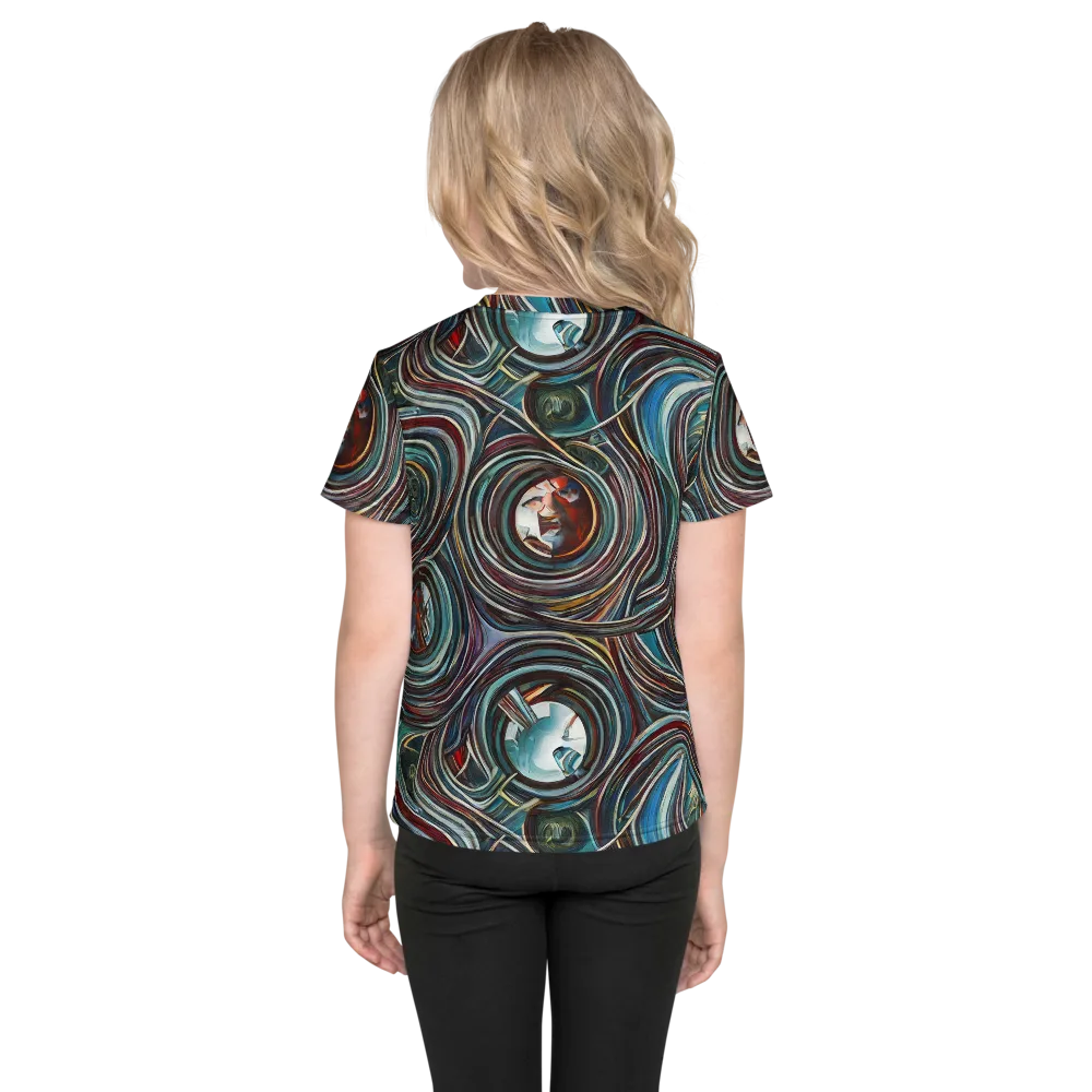 Vortex Portraits on Kids Crew Neck T-Shirt — Back