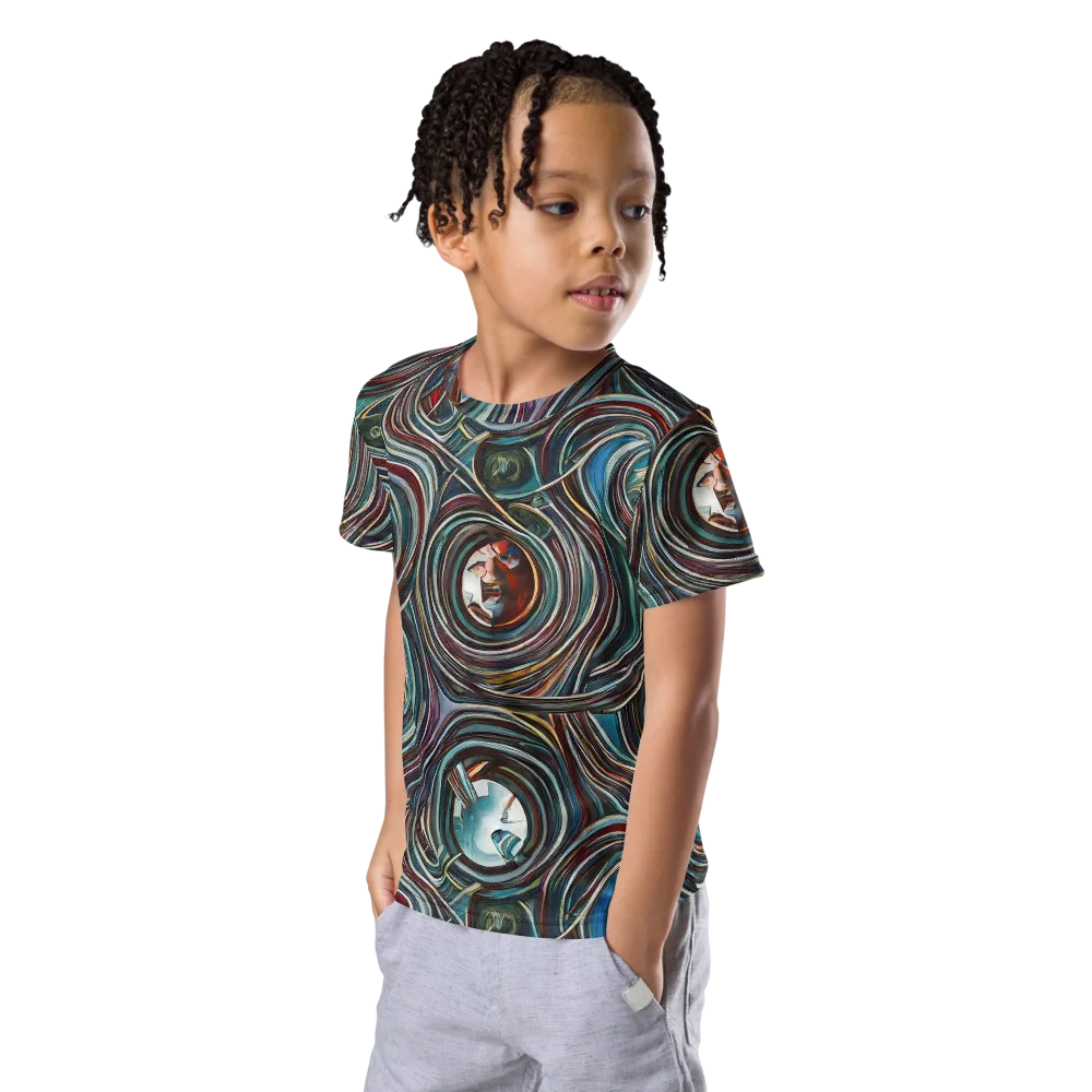 Vortex Portraits on Kids Crew Neck T-Shirt — Left Front