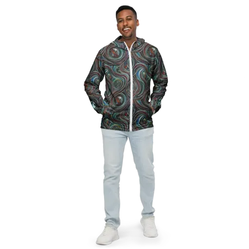 Vortex Portraits on a Men's Windbreaker