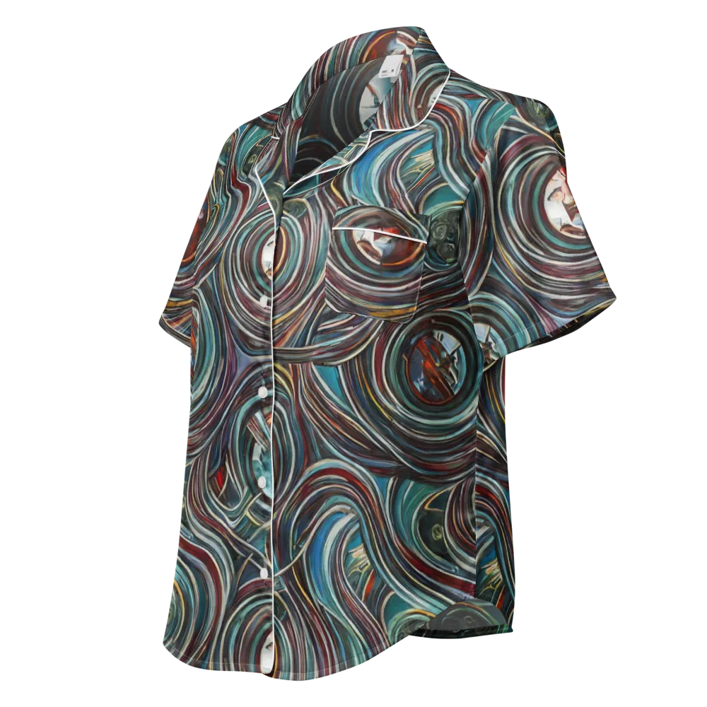 Vortex Portraits on Women's Short Sleeve Pajama Top — Left Front