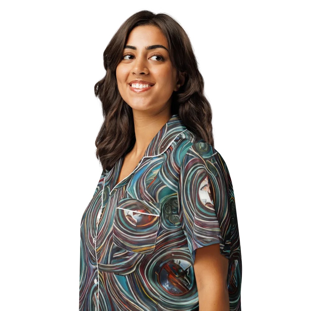 Vortex Portraits on Women's Short Sleeve Pajama Top — Left Front