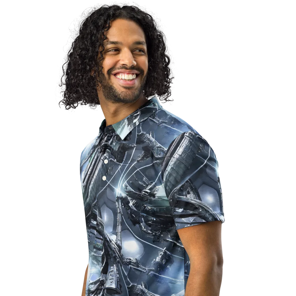 Starlight Engine on Men's Slim Fit Polo Shirt — Left Front