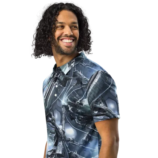 Starlight Engine on a Men's Slim Fit Polo Shirt