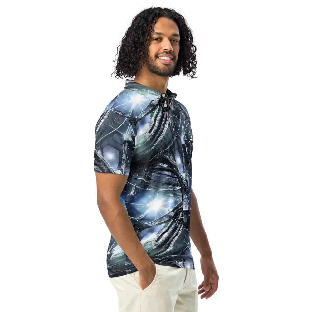 Starlight Engine on Men's Slim Fit Polo Shirt — Right Front