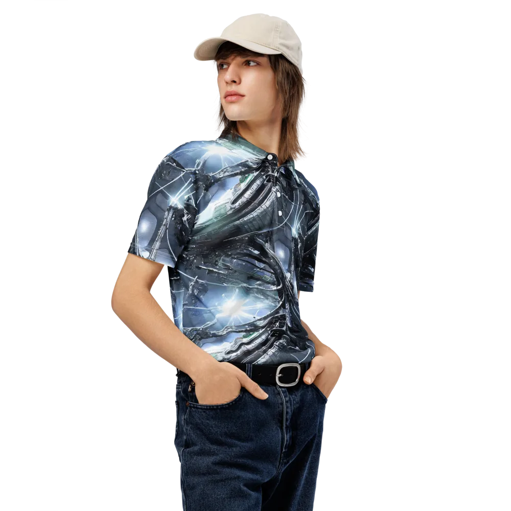 Starlight Engine on Men's Slim Fit Polo Shirt — Right Front