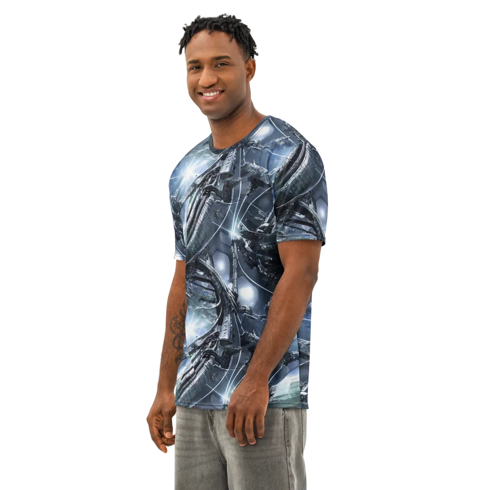 Starlight Engine on Men's Cotton Crew Neck T-Shirt — Left Front