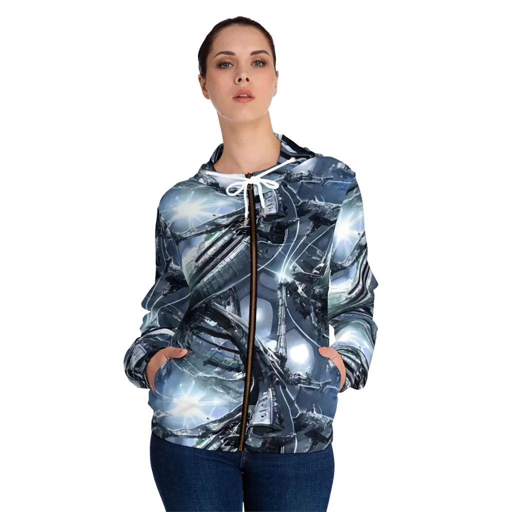 Starlight Engine on Women's Full-Zip Hoodie — Front On Person