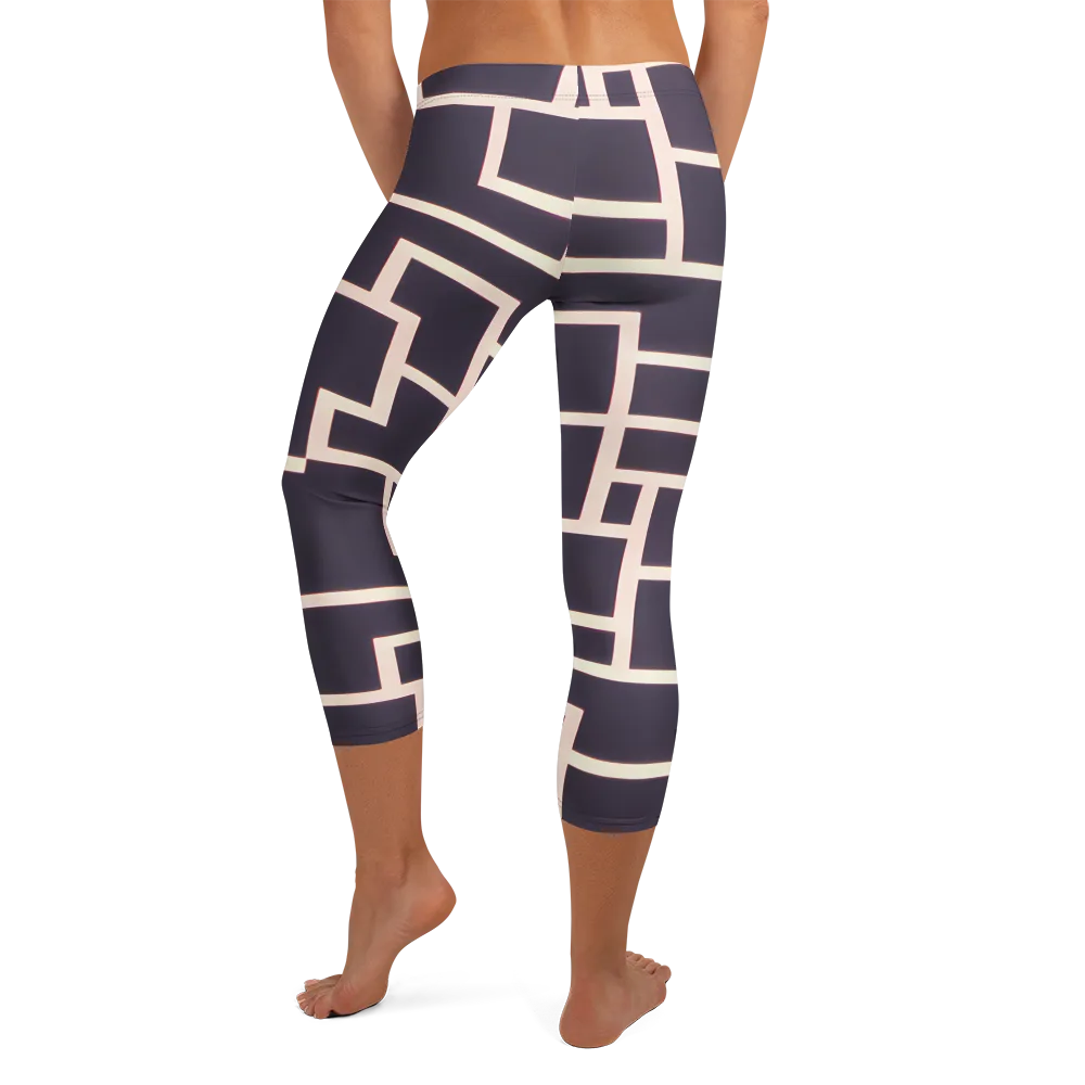 Gilded Gridlock on Capri Leggings — Back