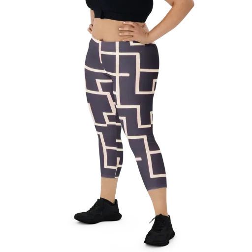 Gilded Gridlock on a Capri Leggings