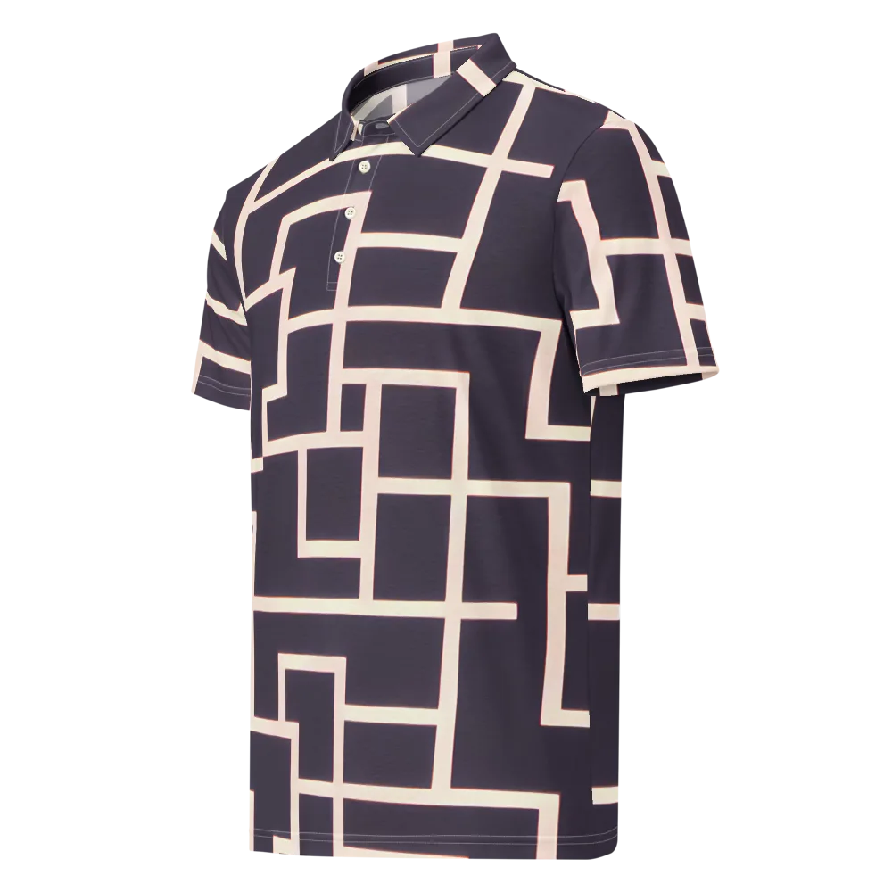 Gilded Gridlock on Men's Slim Fit Polo Shirt — Left Front