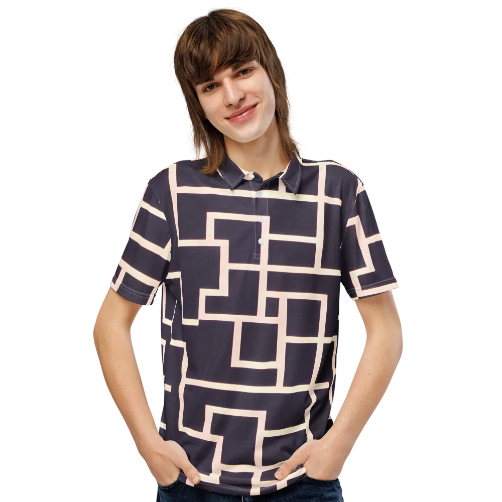 Gilded Gridlock on Men's Slim Fit Polo Shirt — Front