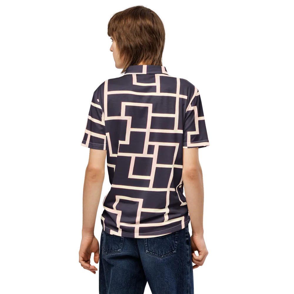 Gilded Gridlock on Men's Slim Fit Polo Shirt — Back