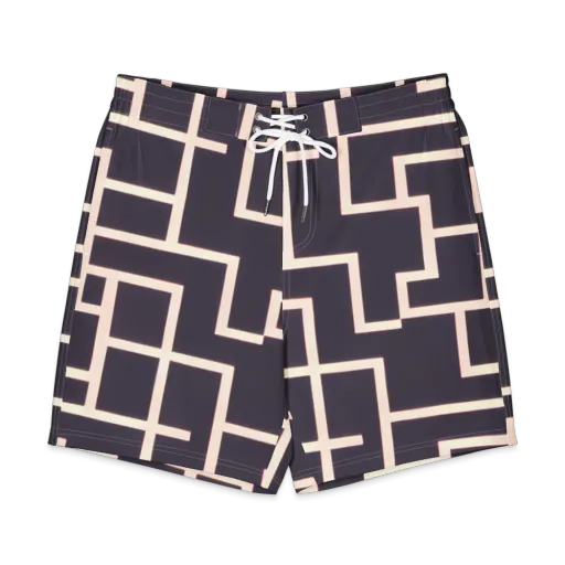 Gilded Gridlock on a Men's Board Shorts