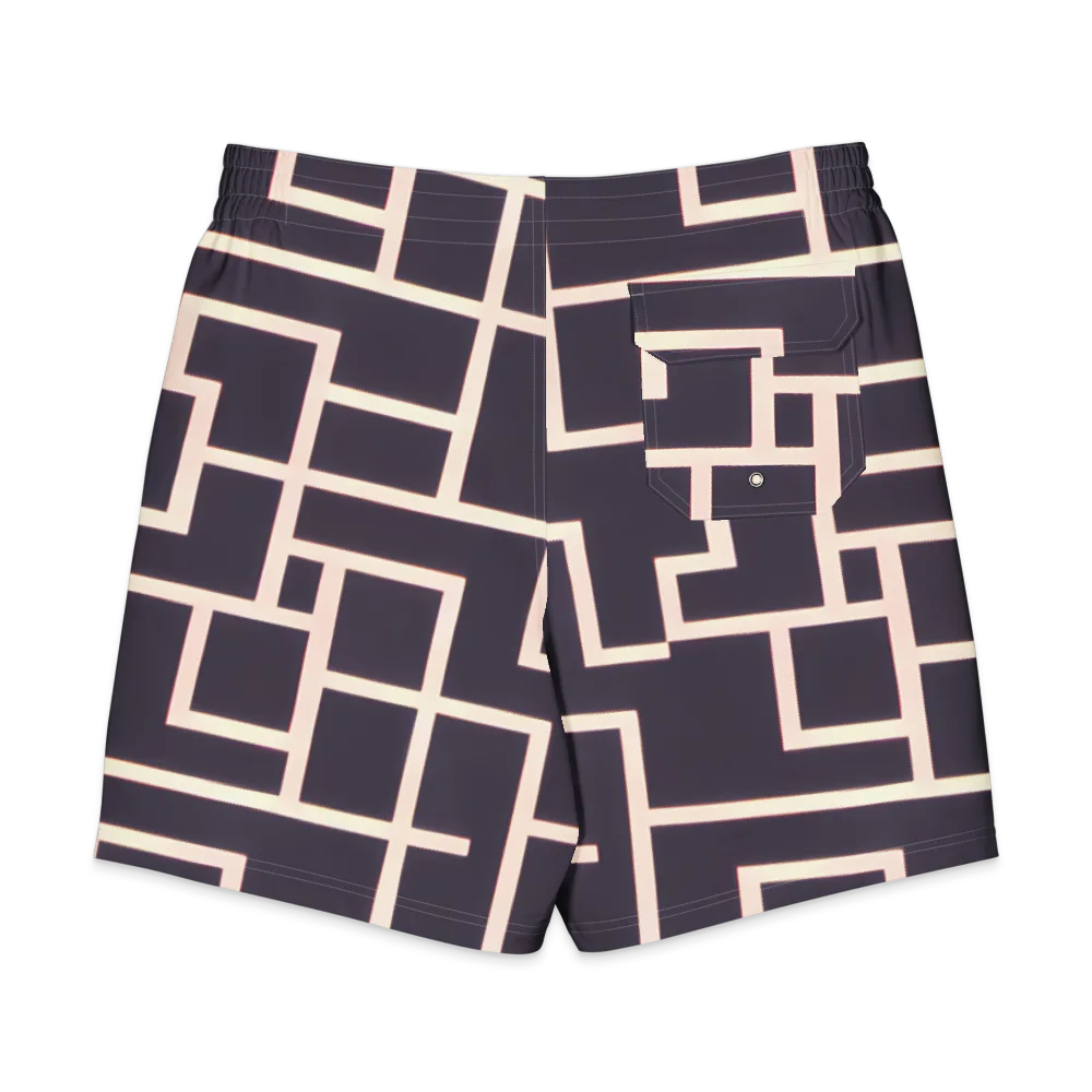 Gilded Gridlock on Men's Board Shorts — Back