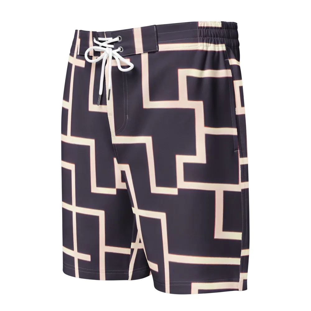 Gilded Gridlock on Men's Board Shorts — Front