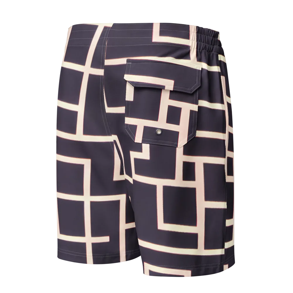 Gilded Gridlock on Men's Board Shorts — Back