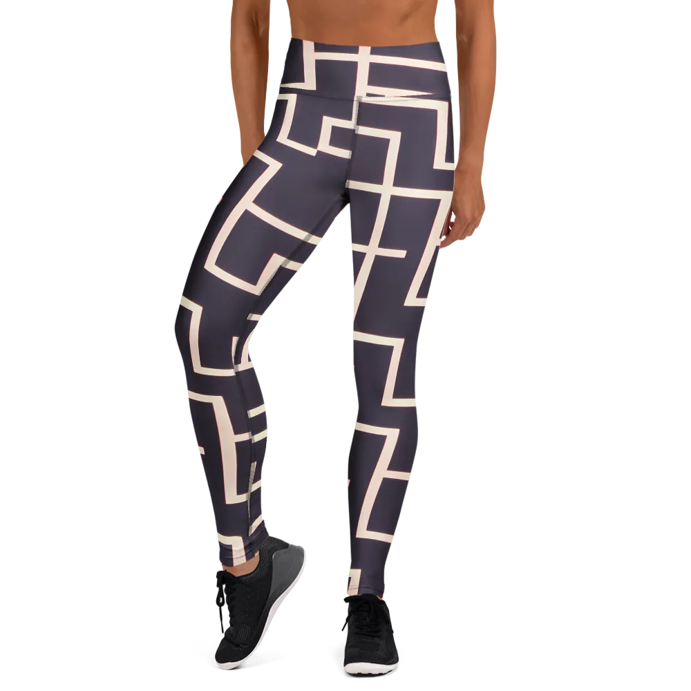 Gilded Gridlock on Yoga Leggings — Front