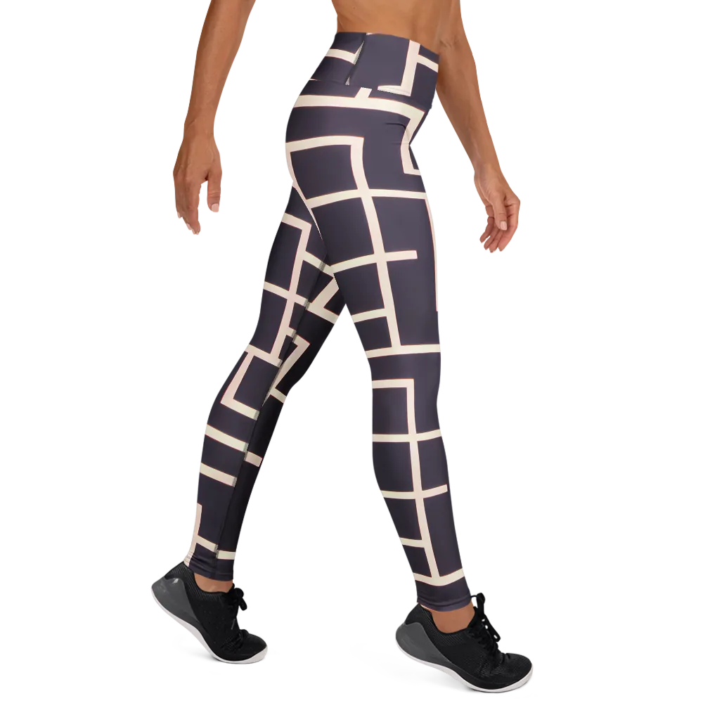 Gilded Gridlock on Yoga Leggings — Right