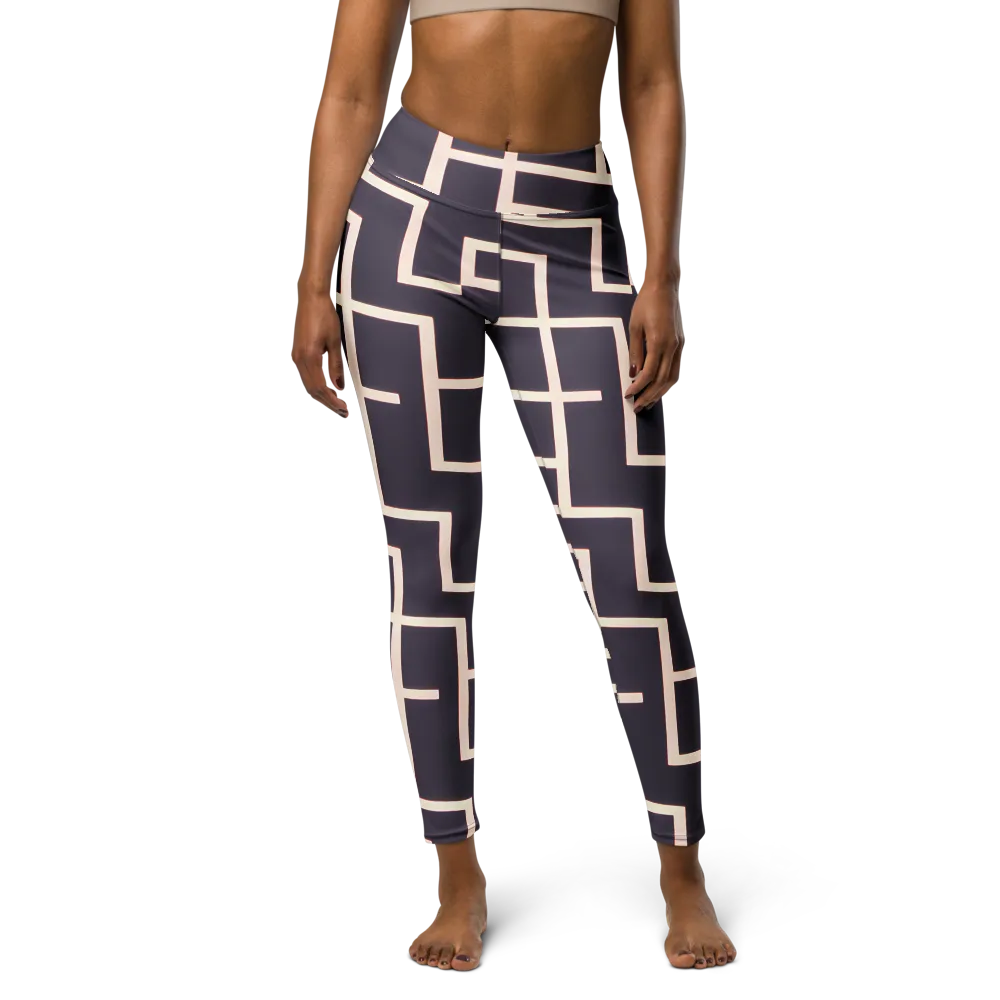 Gilded Gridlock on Yoga Leggings — Front