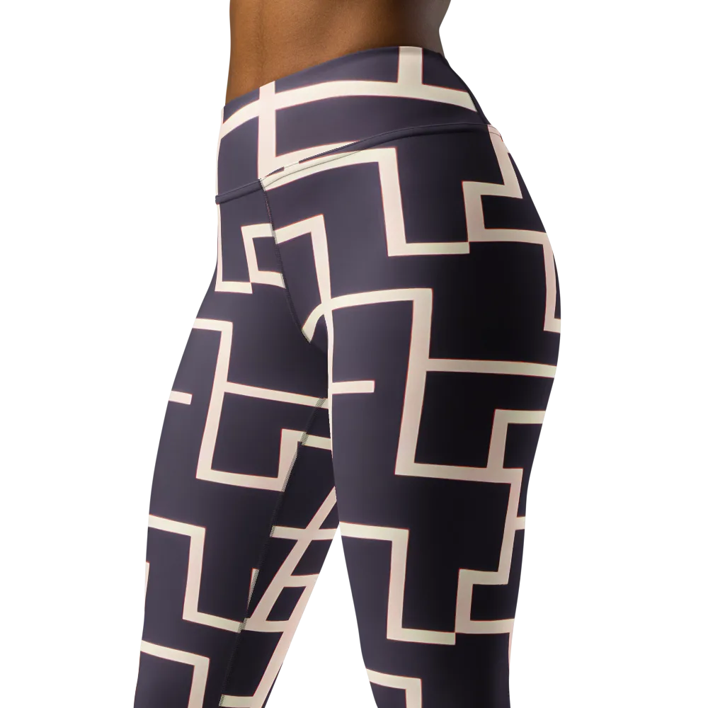 Gilded Gridlock on Yoga Leggings — Left Front