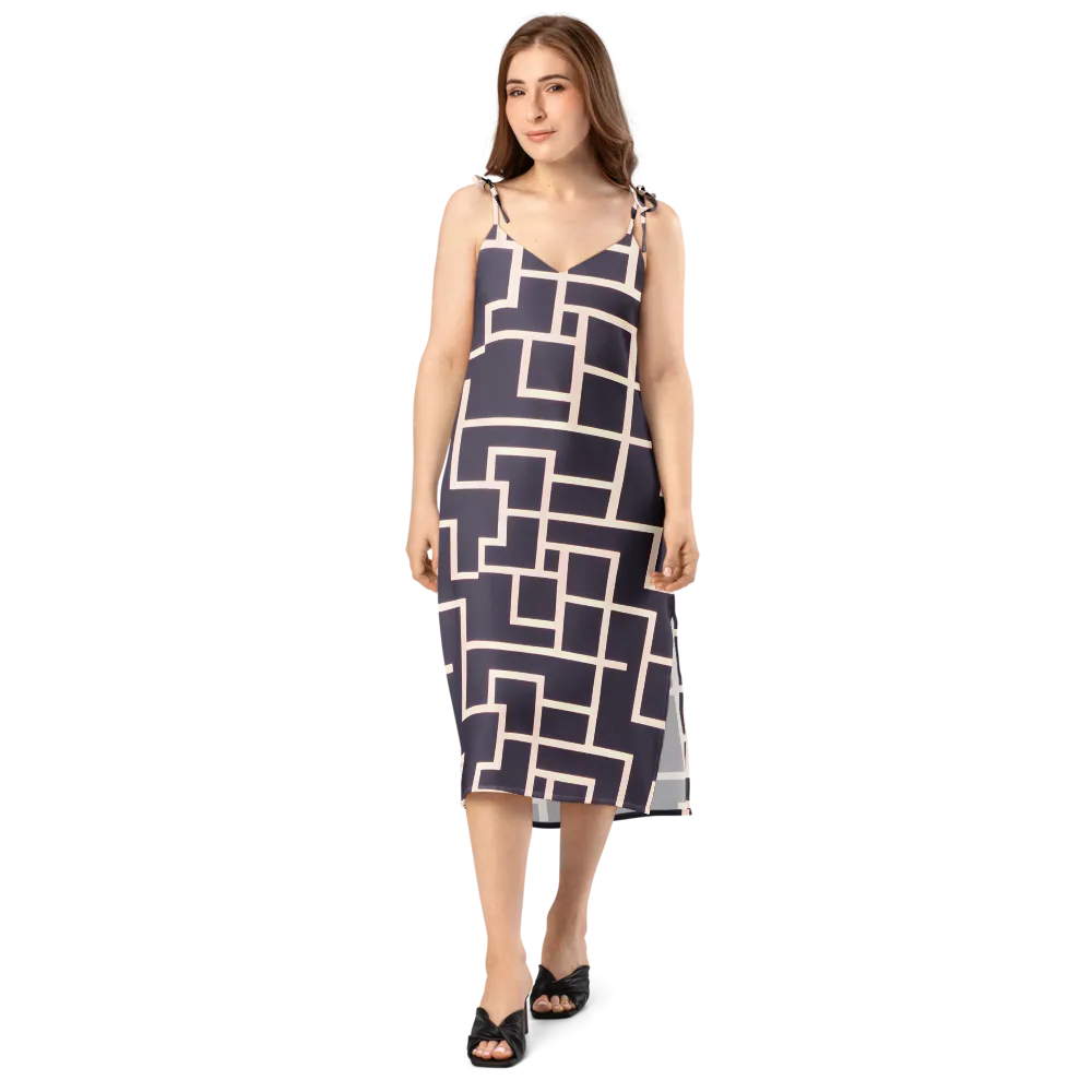 Gilded Gridlock on Slip Dress — Front