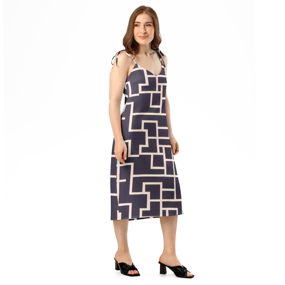 Gilded Gridlock on Slip Dress — Right Front