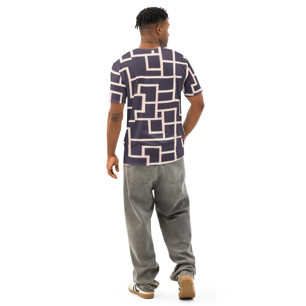 Gilded Gridlock on Men's Cotton Crew Neck T-Shirt — Back
