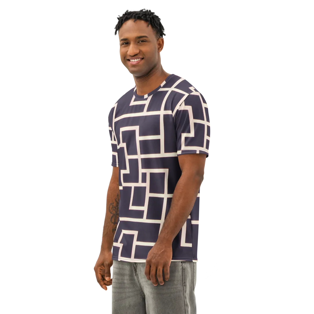 Gilded Gridlock on Men's Cotton Crew Neck T-Shirt — Left Front