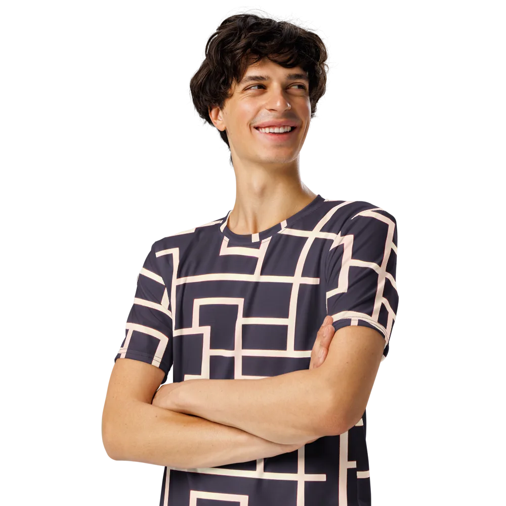 Gilded Gridlock on Men's Crew Neck T-Shirt — Left Front
