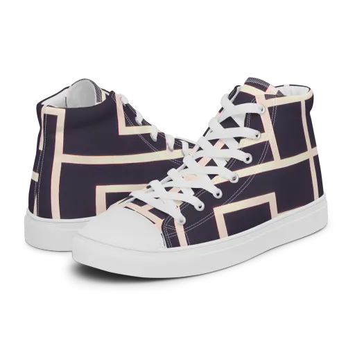 Gilded Gridlock on a Men's High Top Canvas Shoes