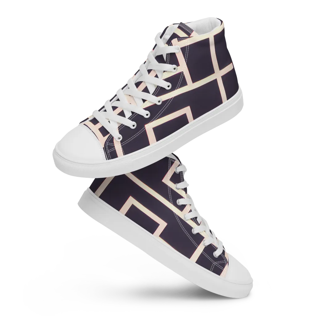 Gilded Gridlock on Men's High Top Canvas Shoes — Front