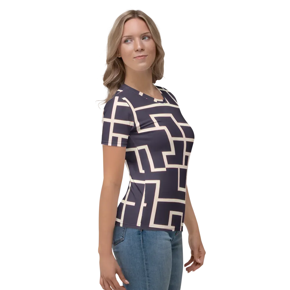 Gilded Gridlock on Women's Crew Neck T-Shirt — Right