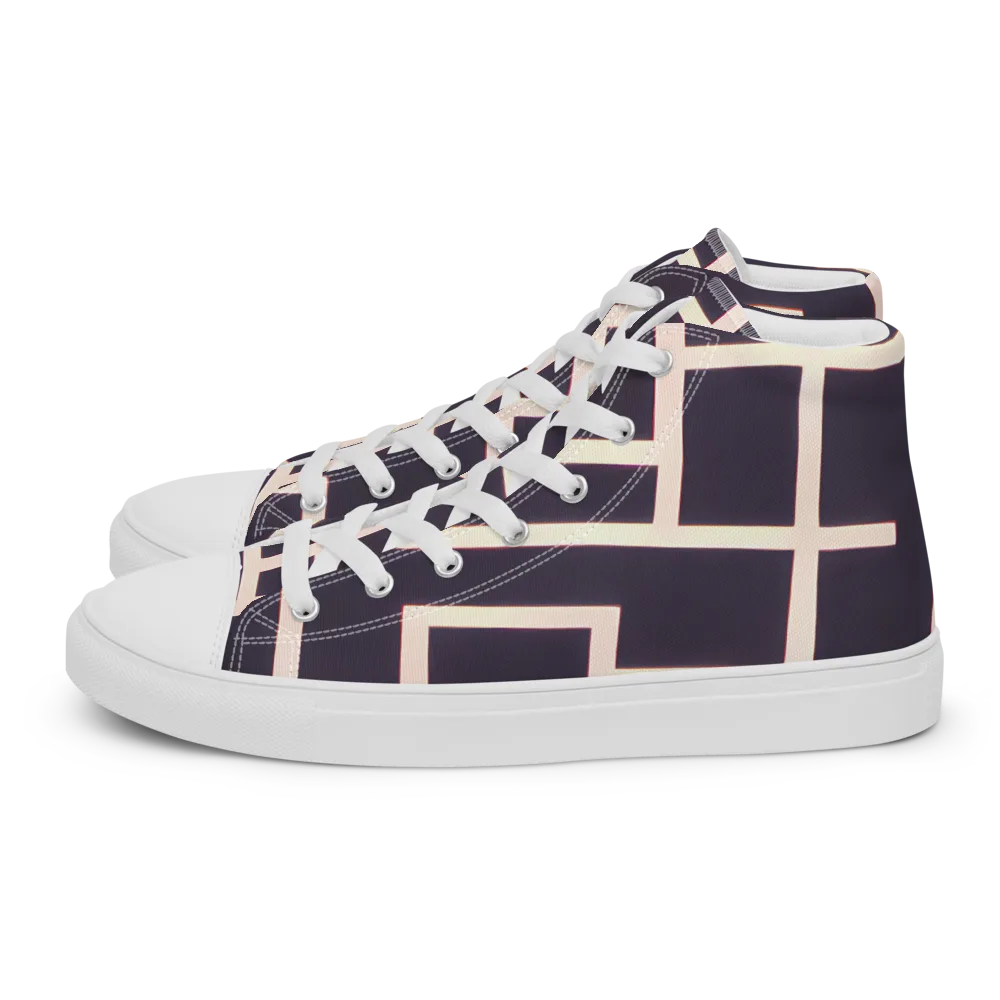 Gilded Gridlock on Women's High Top Canvas Shoes — Left