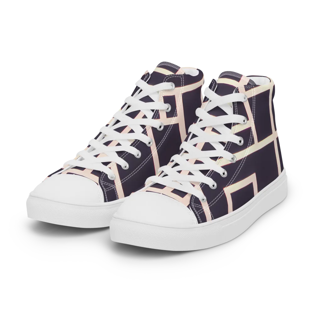 Gilded Gridlock on Women's High Top Canvas Shoes — Left Front