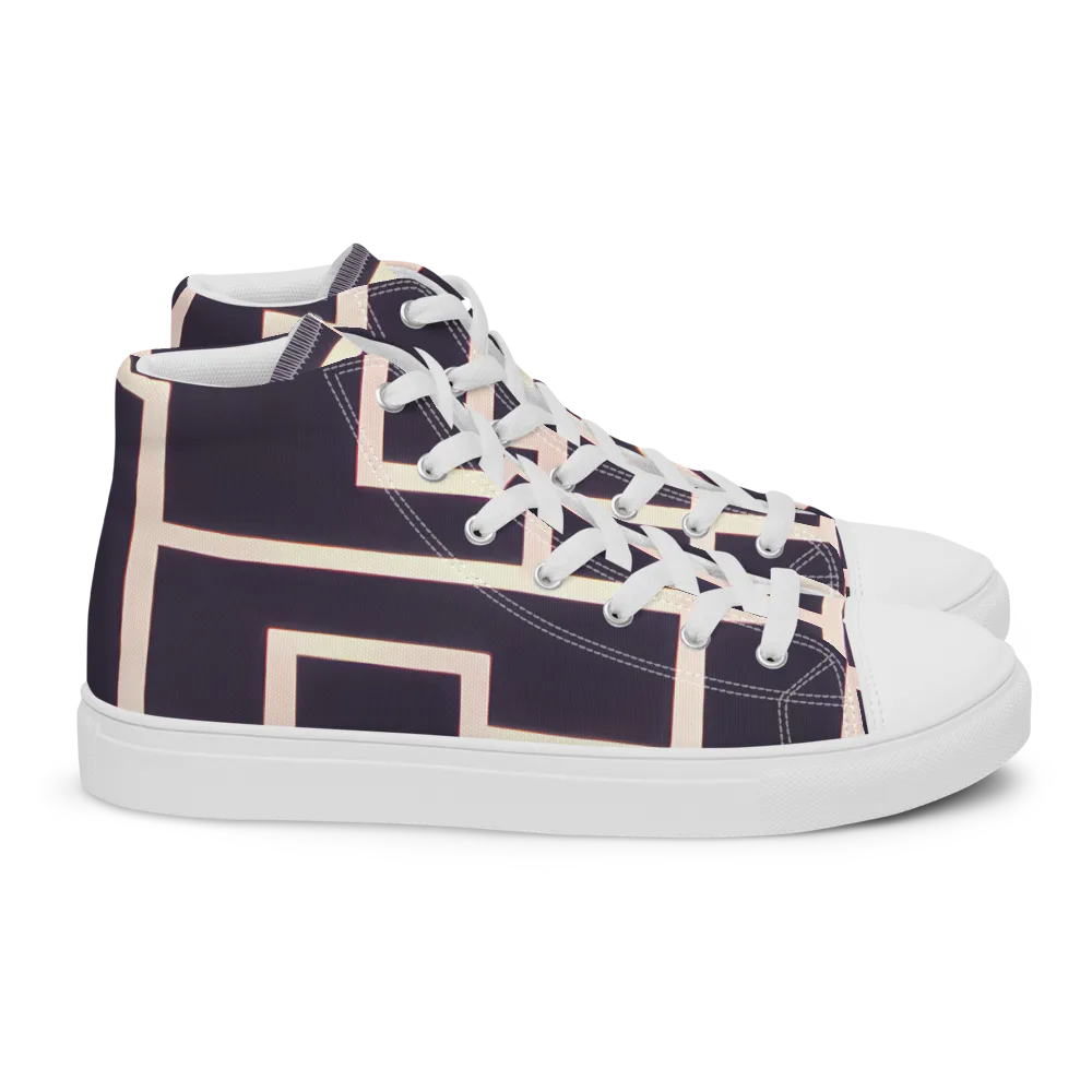 Gilded Gridlock on Women's High Top Canvas Shoes — Right